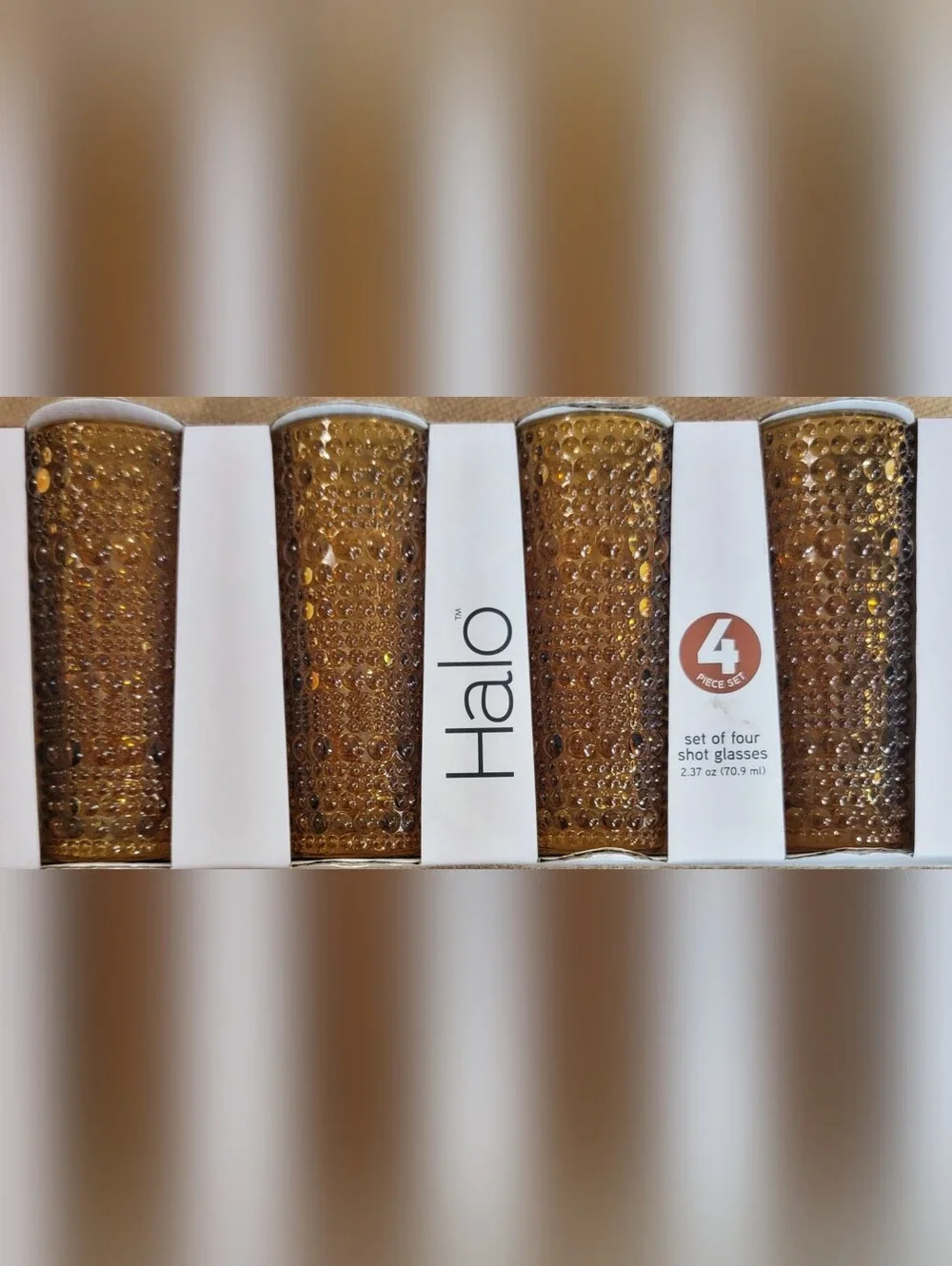Home Essentials & Beyond Tall Coppery Hobnail Shot Glasses Set Of 4 #NIB